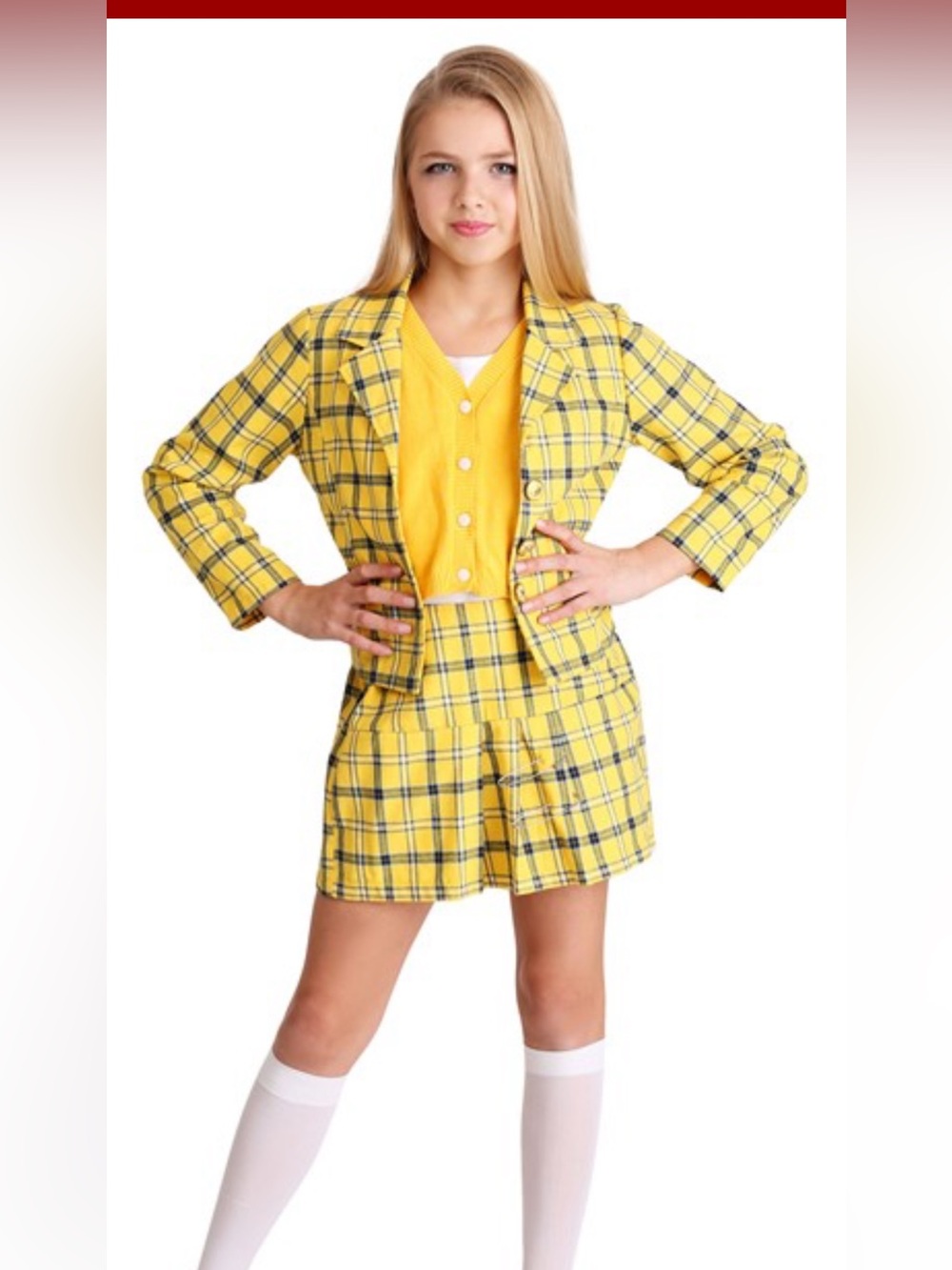 Cher Yellow Plaid Kids Costume - Dress, Jacket & Socks. Spirit Halloween 12